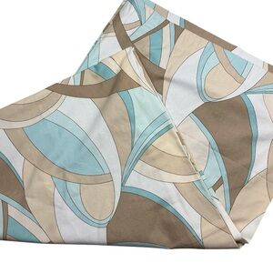 Vintage 70s/80s light aqua geometric lined curtain panels 45 x 81 set of two